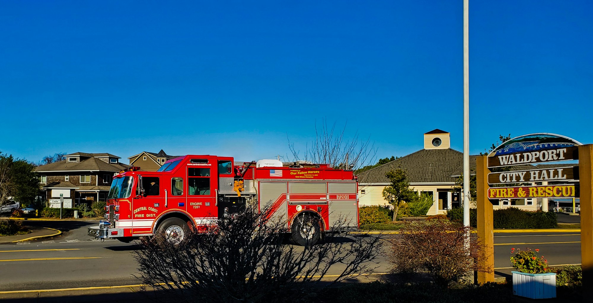 May contain: truck, vehicle, fire truck, and transportation