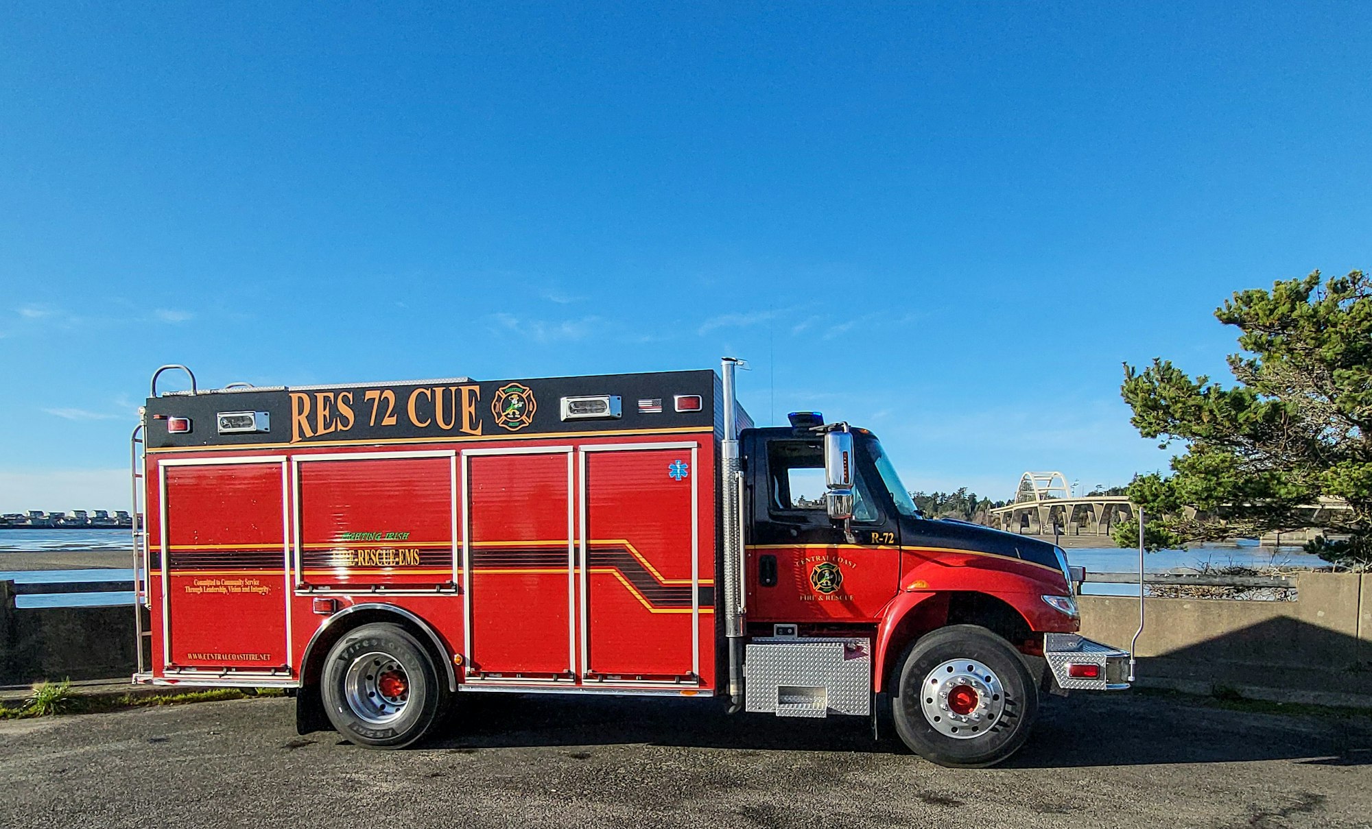 May contain: fire truck, truck, vehicle, and transportation