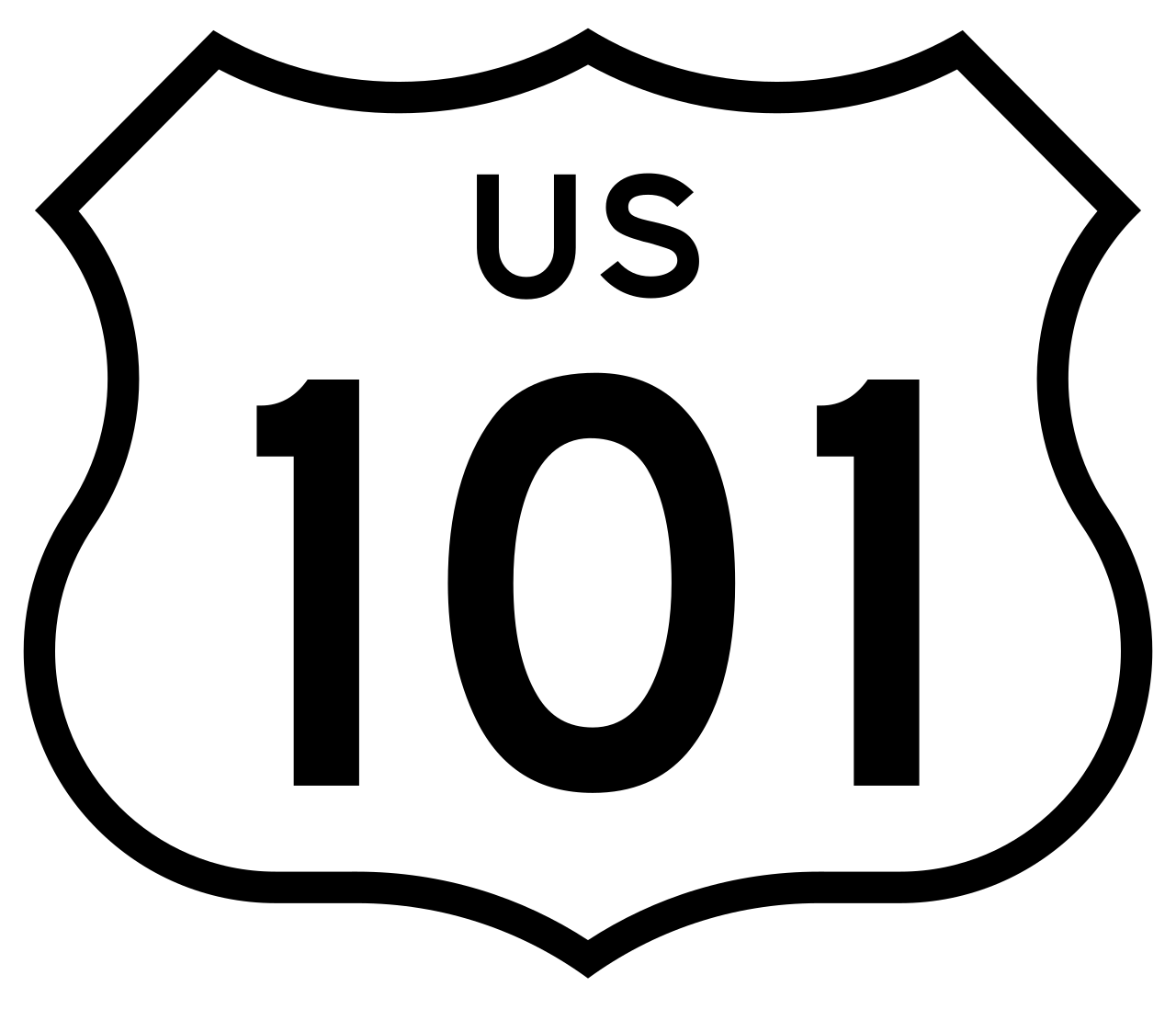 The image features a US highway shield for Route 101, indicating it is a designated road in the United States.