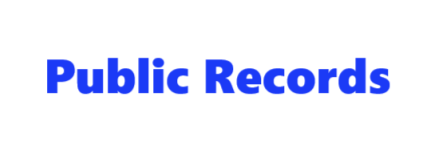 the words "Public Records" in blue Franklin Gothic Heavy font with white background