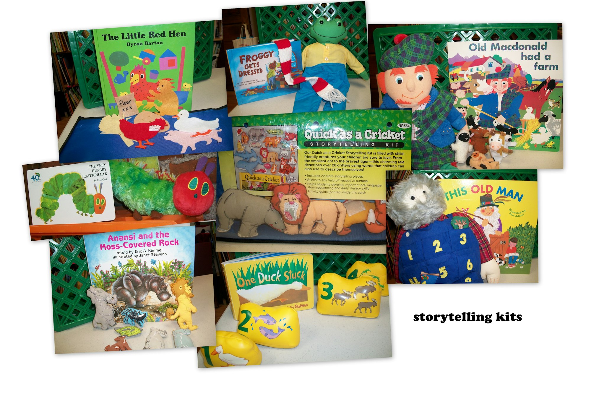 photo of some of the felt or velcro storytelling kits available from Take Off! program