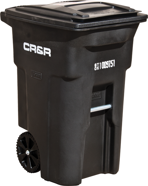 Trash can with black lid for trash