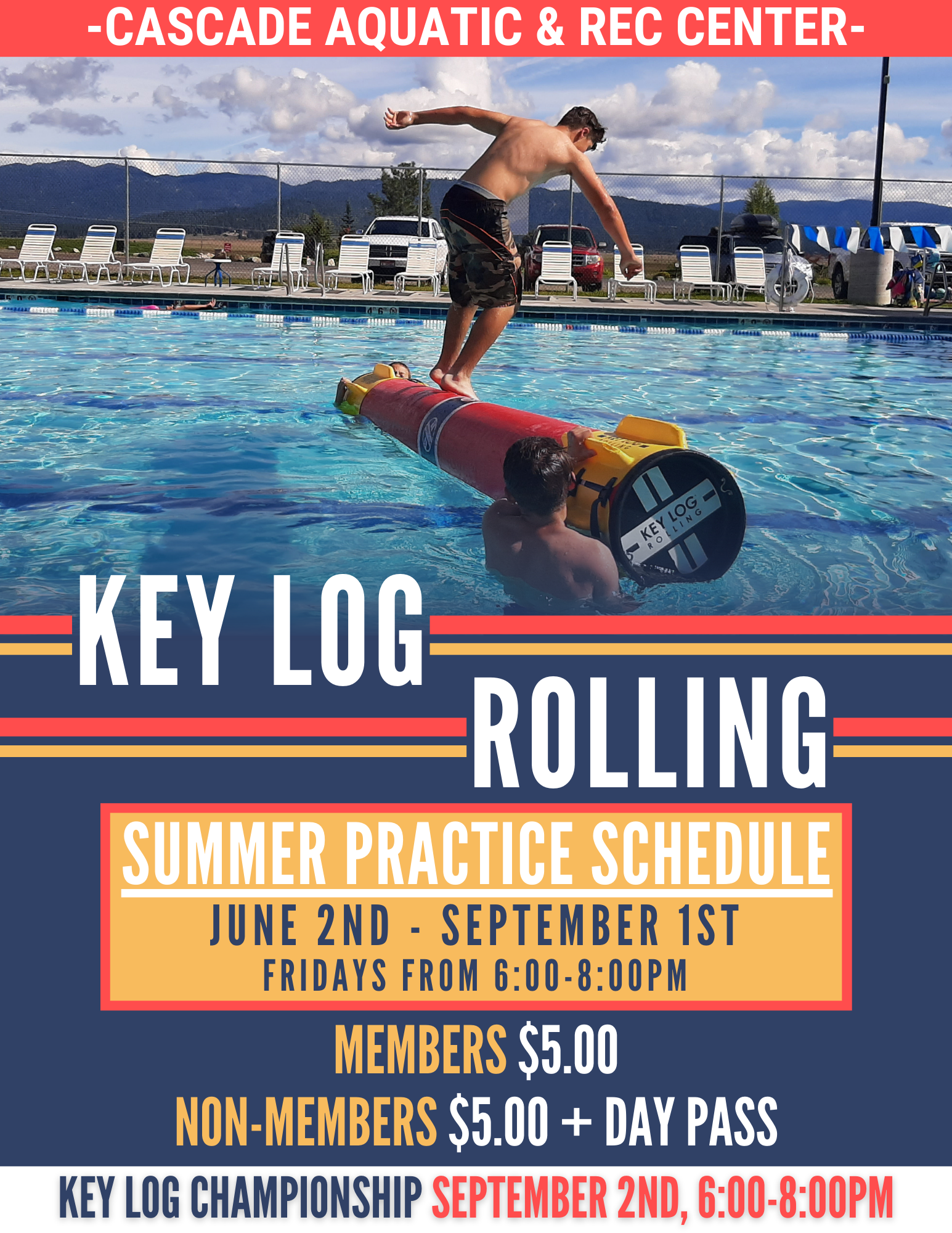 Log Roll Pool Rider Key Log Rolling - Cascade Aquatic & Recreation Center