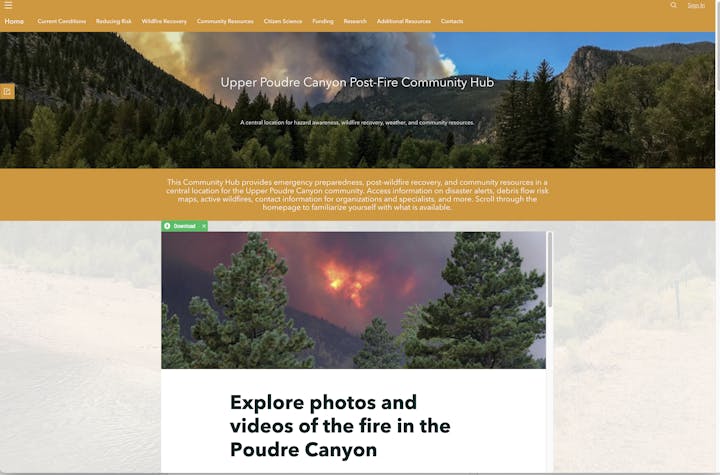 Screenshot of Poudre Canyon Community Hub