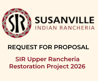 The image shows a request for proposal for the Susanville Indian Rancheria's Upper Rancheria Restoration Project 2026.
