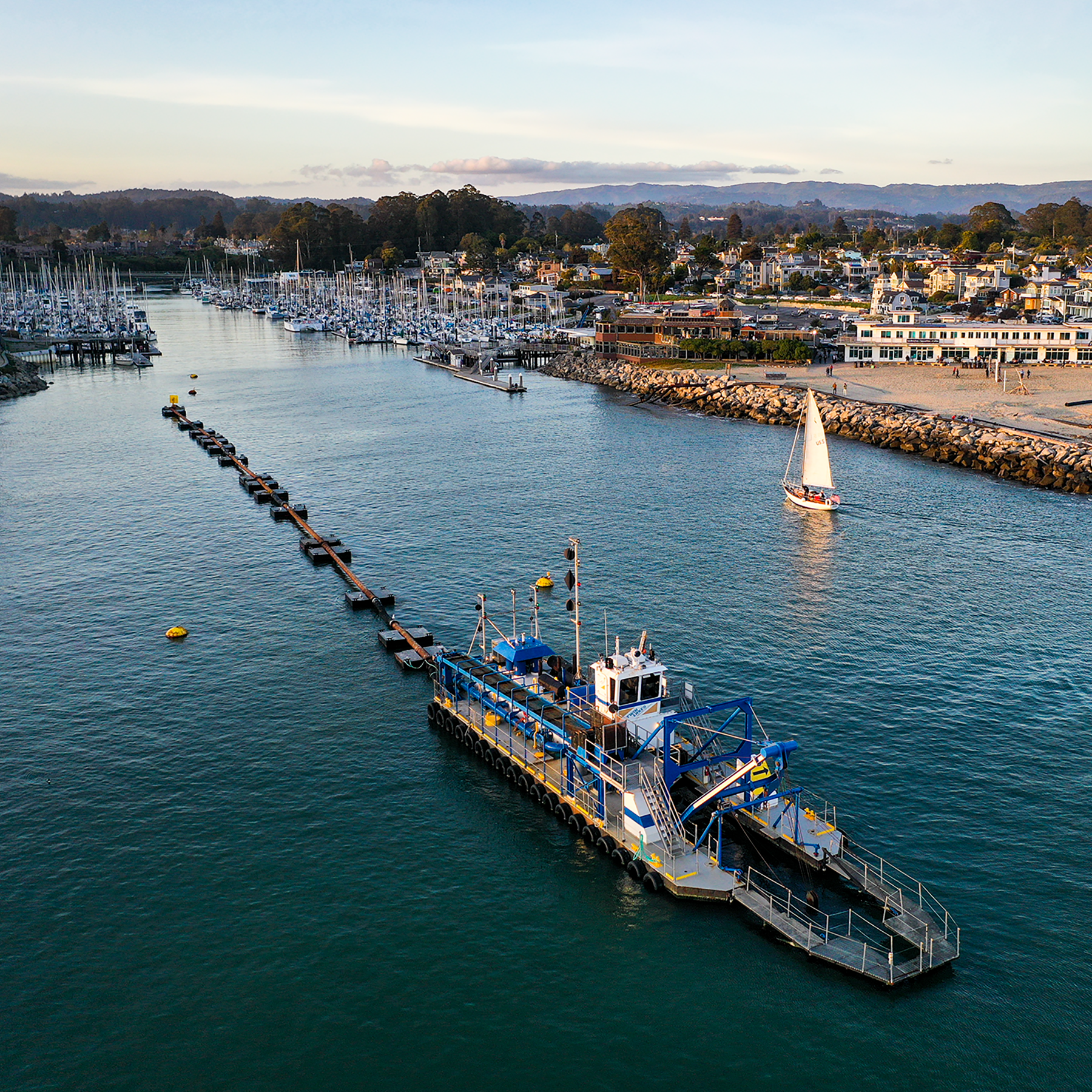Aerial Photo of the Santa Cruz Harbor entrance channel