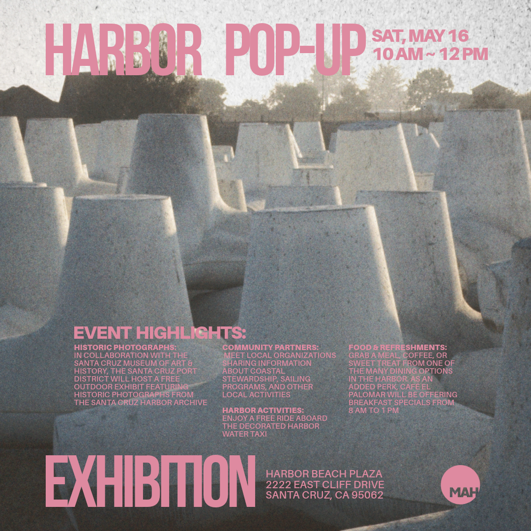 Event announcement for a Harbor Pop-Up on May 16, featuring historic photos, local activities, food, and community partnerships.