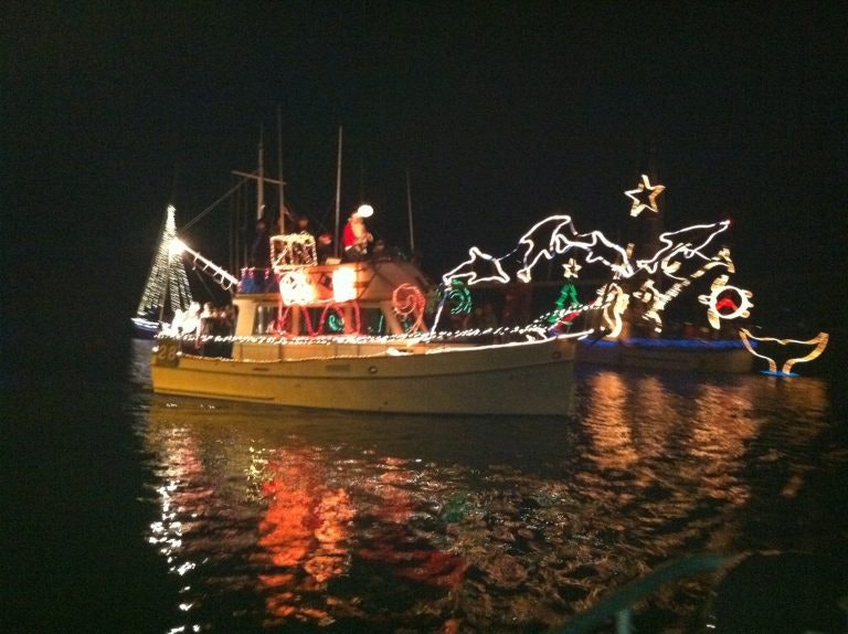 Picture of the Lighted Boat Parade, vessel decorated with Christmas lights