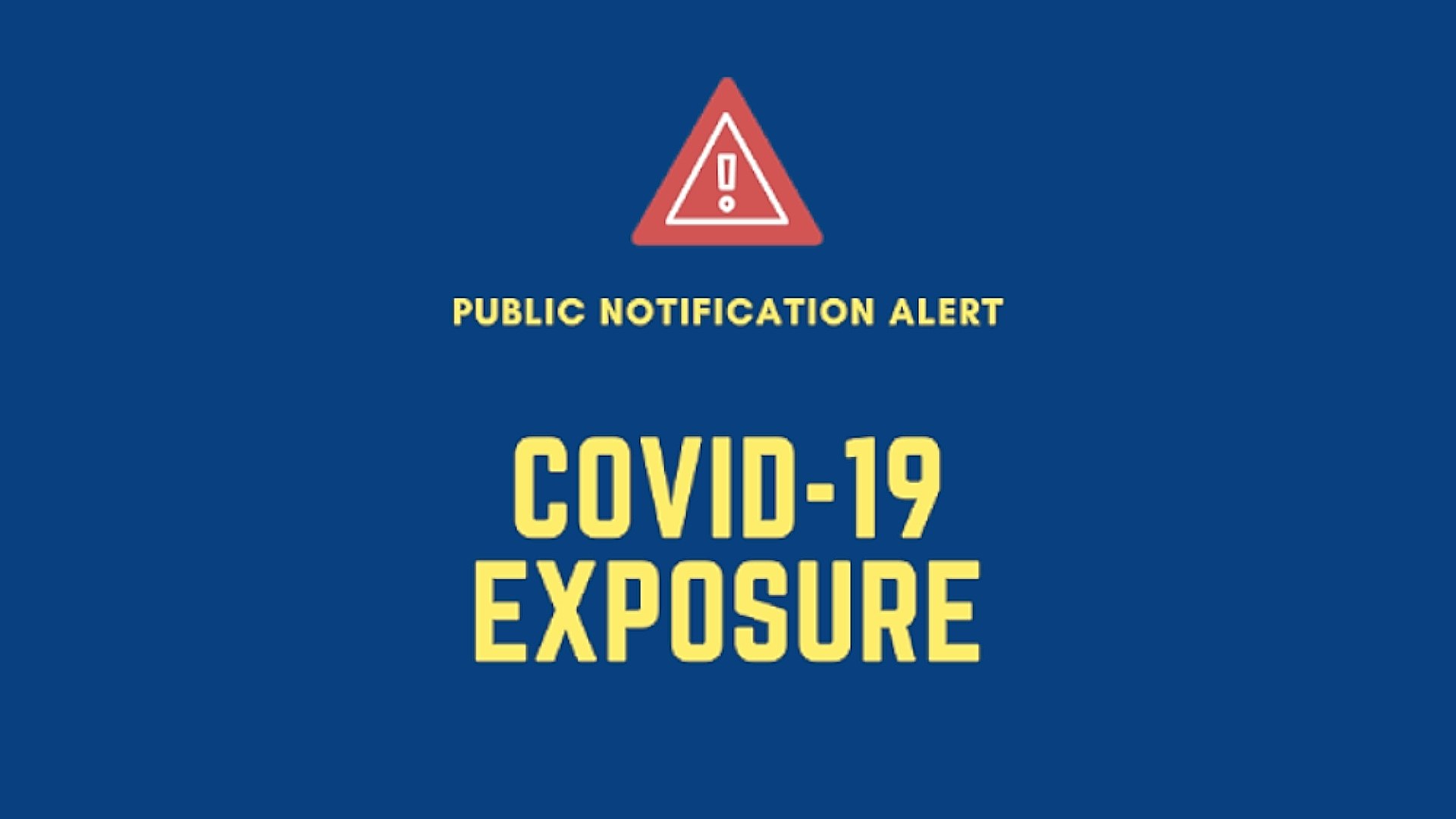 A warning sign for COVID-19 exposure with a hazard symbol.