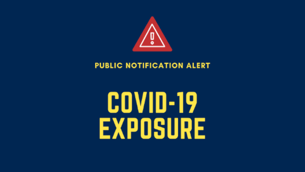 COVID-19 exposure notification alert sign.