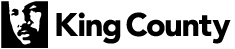 Black and white logo with a portrait and the text "King County."