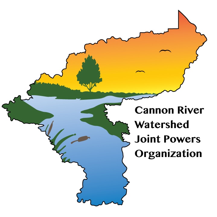 A stylized logo with a river, tree, sunset, and text "Cannon River Watershed Joint Powers Organization".