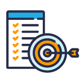 The image features a checklist with check marks and a target with an arrow, symbolizing goals and task completion.