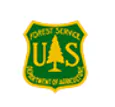 The image features a logo with a green shield, displaying "U.S. Forest Service" and a tree graphic, representing forestry and conservation.