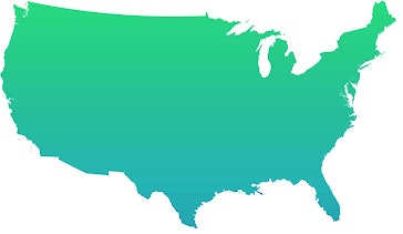 A green gradient silhouette of the contiguous United States.