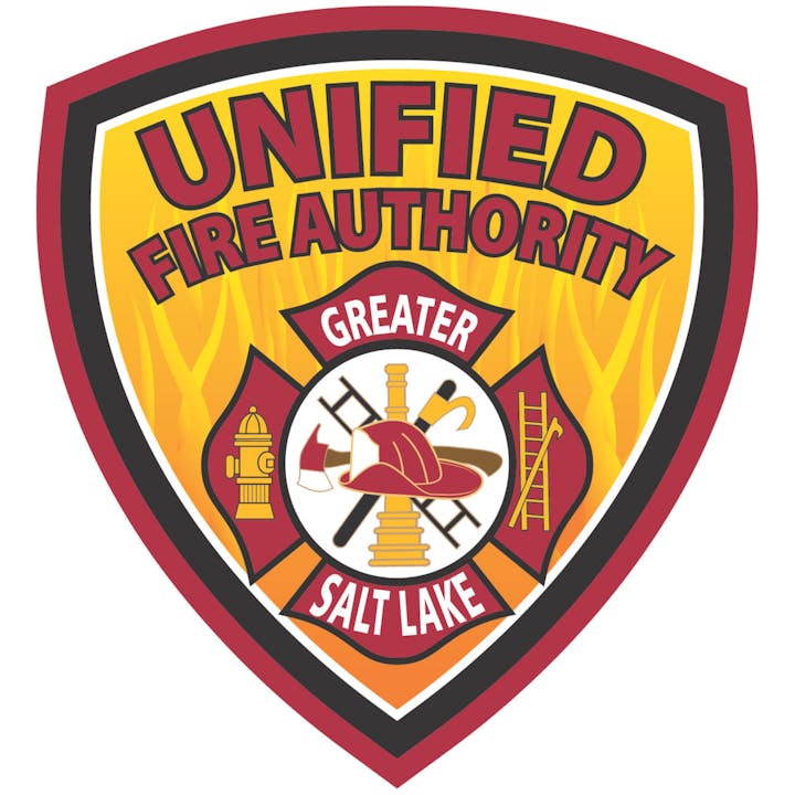 Unified Fire Authority emblem with fire symbols and "Greater Salt Lake."