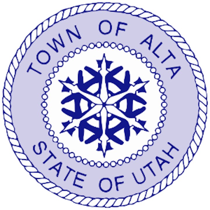 Seal of the Town of Alta, Utah, featuring a snowflake design and a rope border.