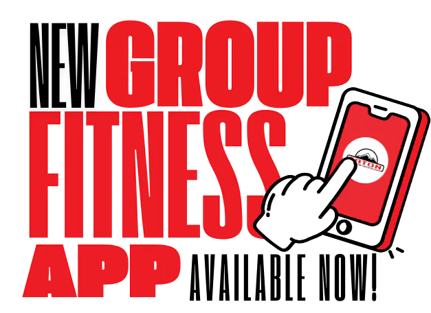 The image promotes a "Group Fitness App" and states that it is "Available Now!" in bold lettering.