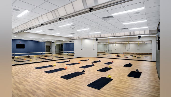 May contain: architecture, building, fitness, pilates, sport, and working out