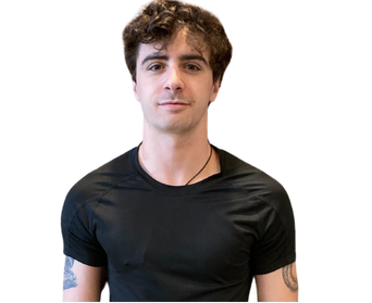 Ethan Chamberlain, a EAPRD certified personal trainer wearing a black t-shirt smiling at the camera.