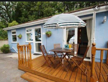 Wooden deck detached from house
