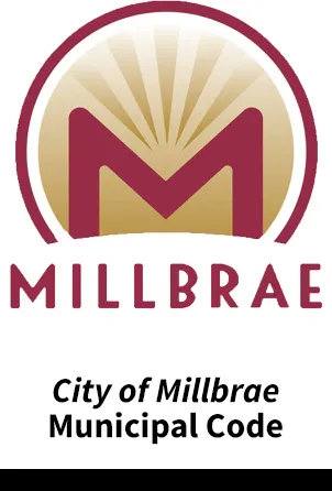 Logo with a stylized "M," sunburst design, and text "Millbrae" and "City of Millbrae Municipal Code."