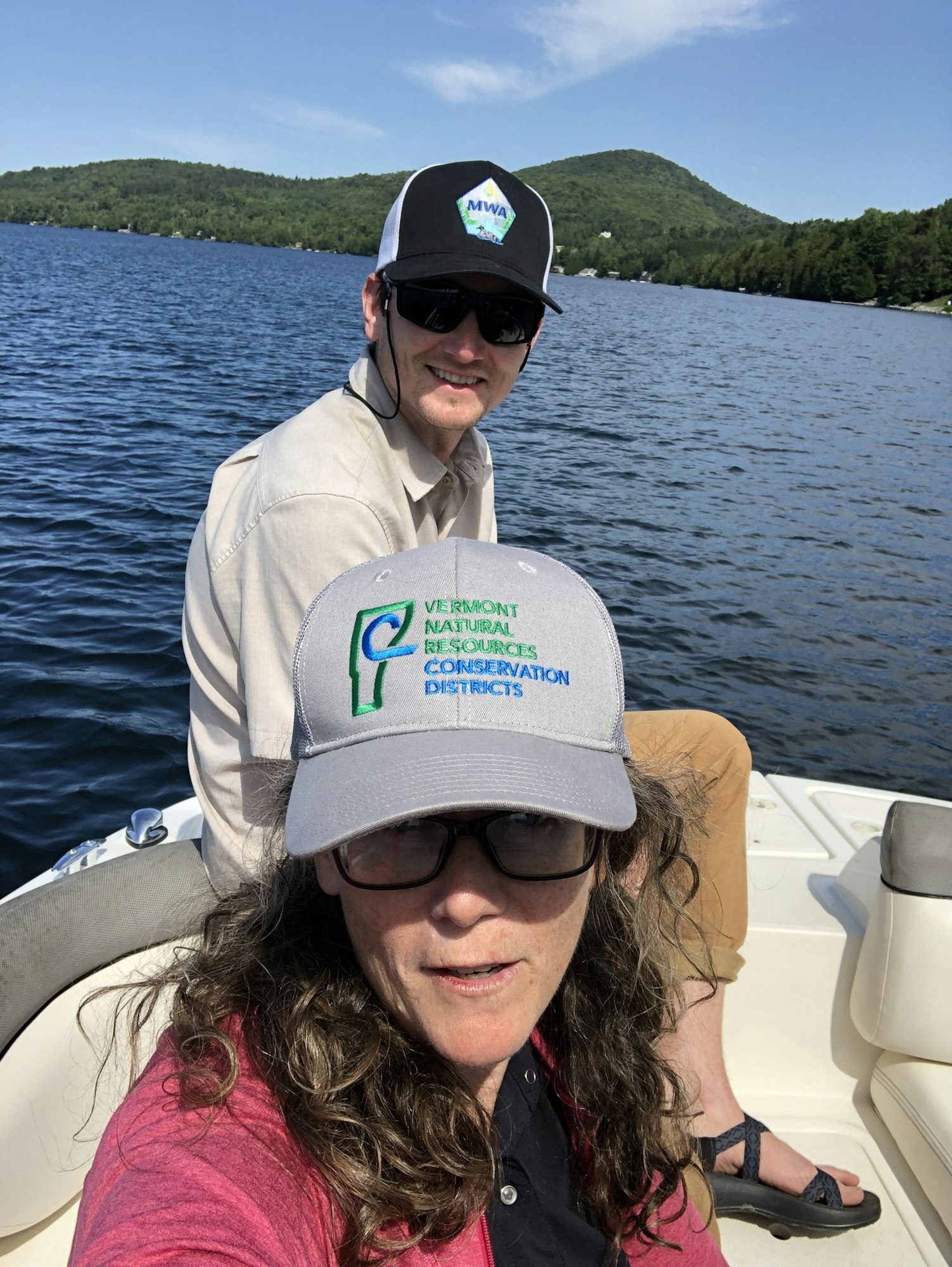 District staff and colleagues on Echo Lake doing shoreland assessments