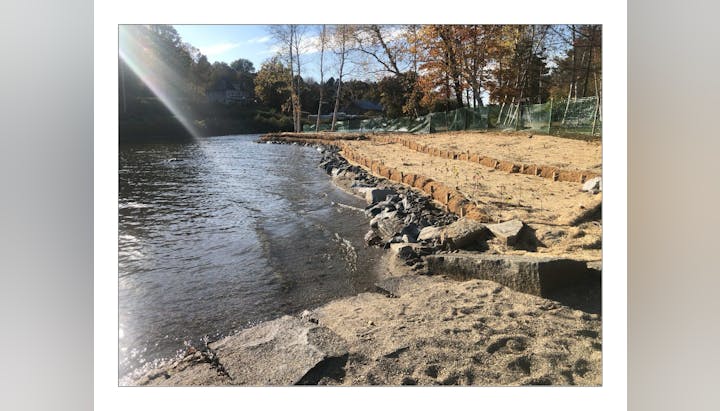 A photo of the Crystal State Park shoreline after installation of the bioengineering practices