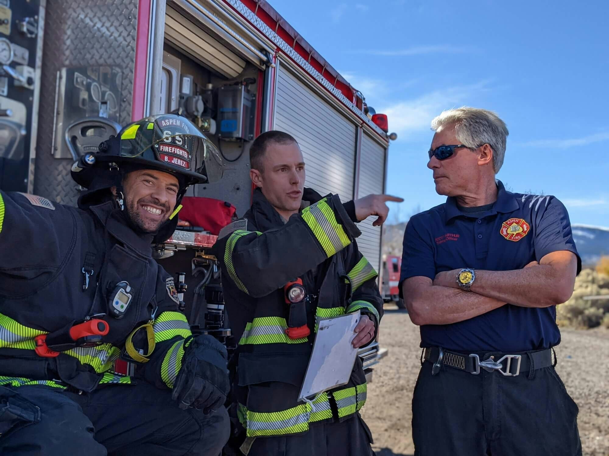 May contain: clothing, glove, adult, male, man, person, and fireman