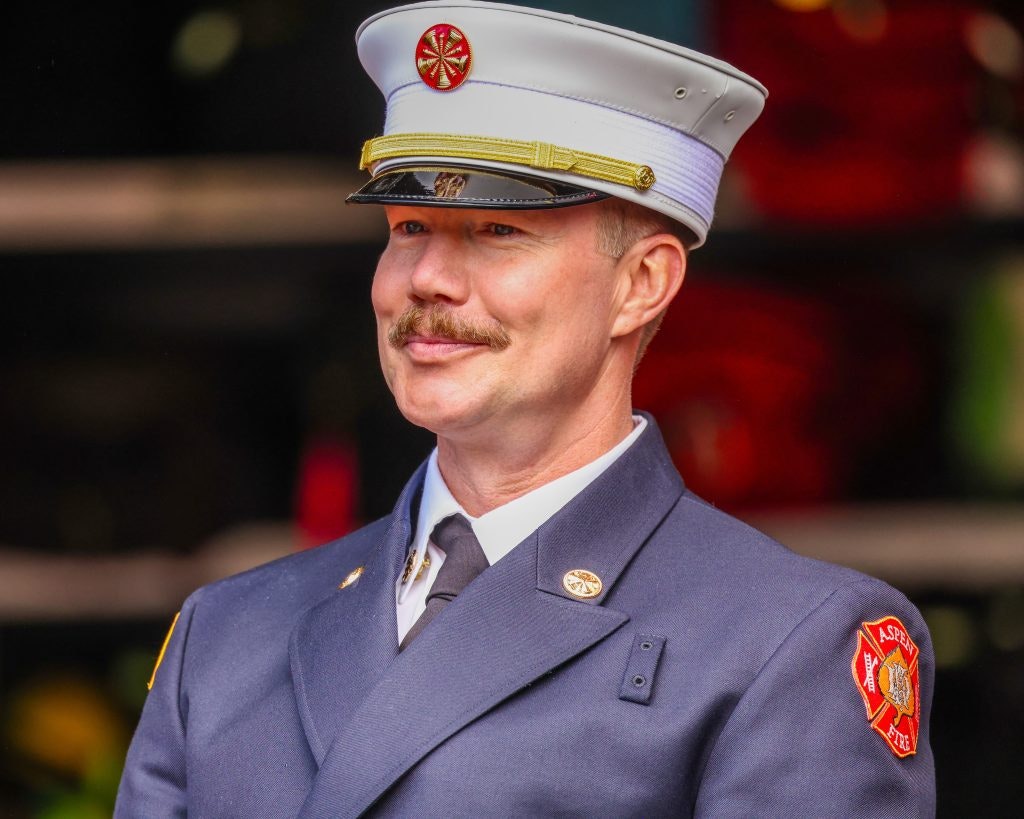 Jake Andersen in his class A uniform at the Transfer of Command ceremony.