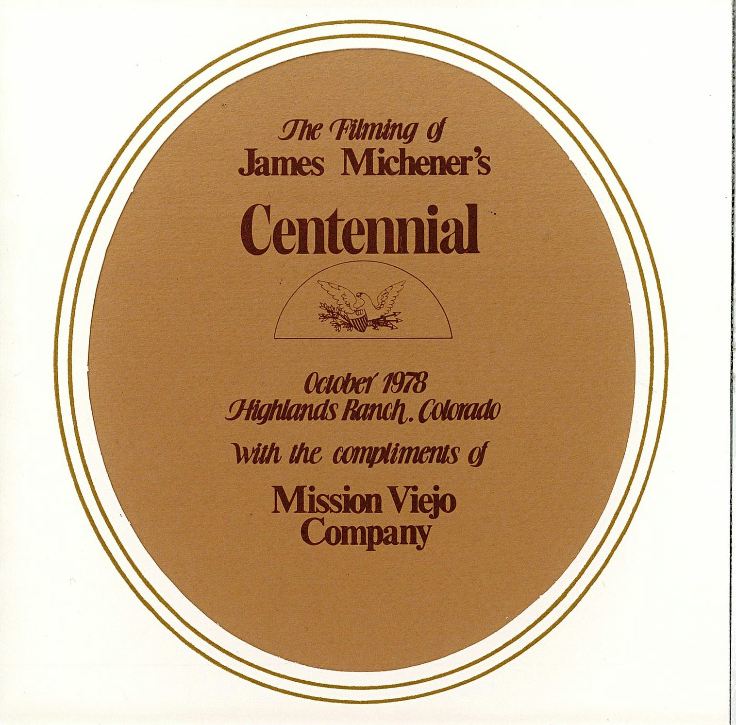 Details about the filming of James Michener's "Centennial" in October 1978 in Highlands Ranch, Colorado, by Mission Viejo Company.