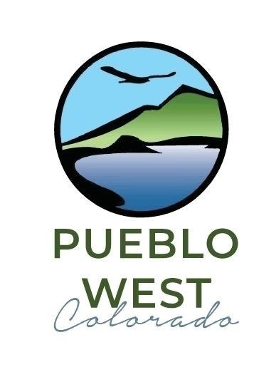 Logo with a landscape and bird design, reads "Pueblo West Colorado."
