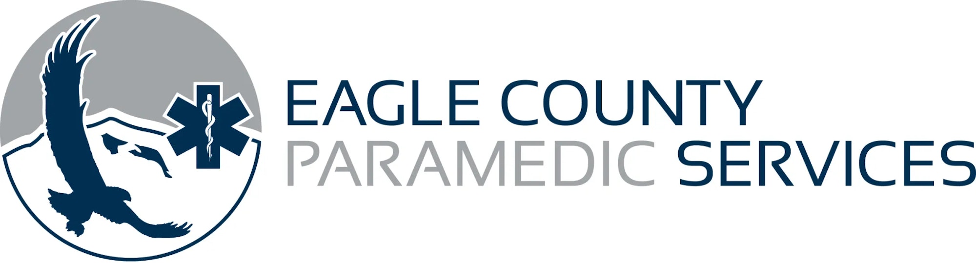 Logo of Eagle County Paramedic Services with an eagle, mountains, medical symbol, and text.