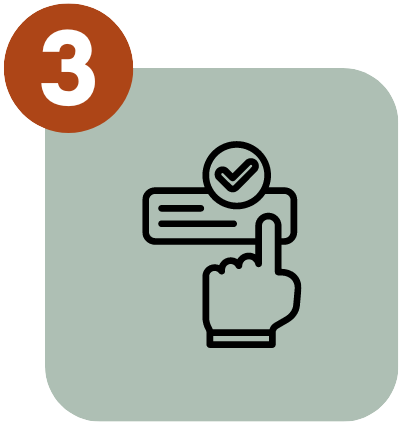 Icon of a hand selecting an option with a check mark, possibly indicating a task completion or choice selection.