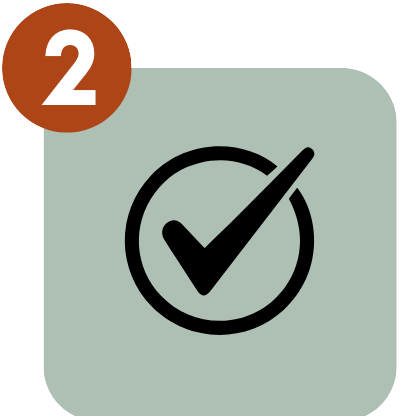 A check mark icon inside a box with a '2' notification badge.