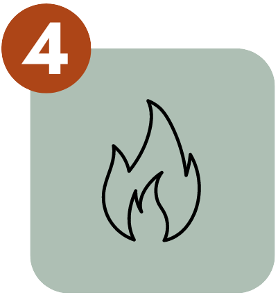 A flame icon inside a rounded square with the number 4 in the top-right corner.