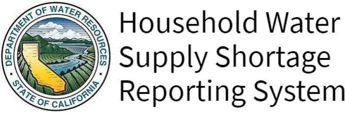 Logo of California Water Resources and "Household Water Supply Shortage Reporting System" text.