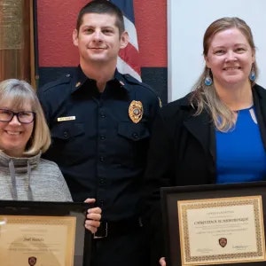 Local Heros Recognized, people, fire staff, plaque of recognition