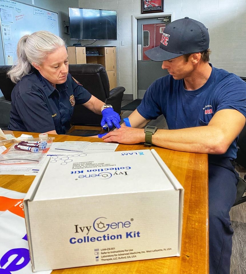 Mary Murphy, SMSO taking a sample from a first responder