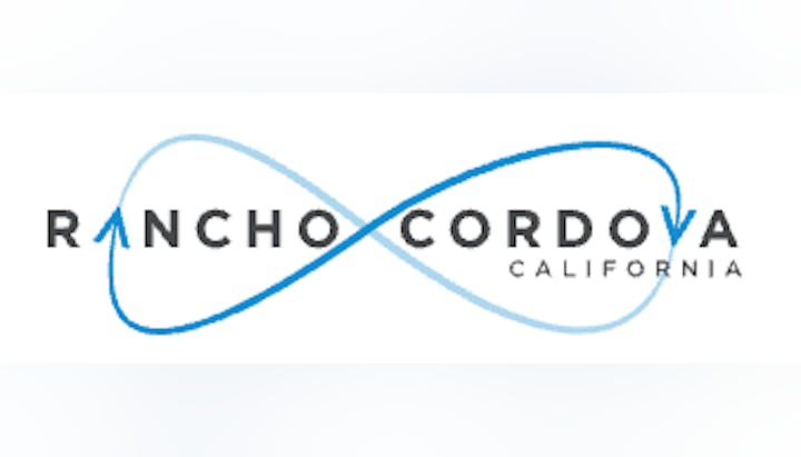Logo for Rancho Cordova, California with an infinity-style loop above the text.