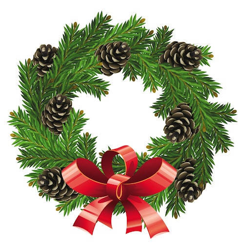 Holiday wreath with red bow