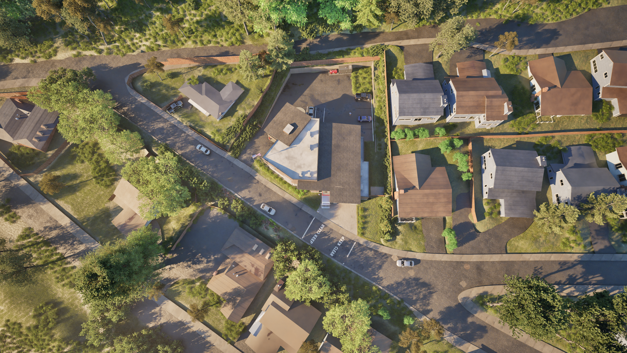 May contain: architecture, building, outdoors, suburb, housing, aerial view, and house