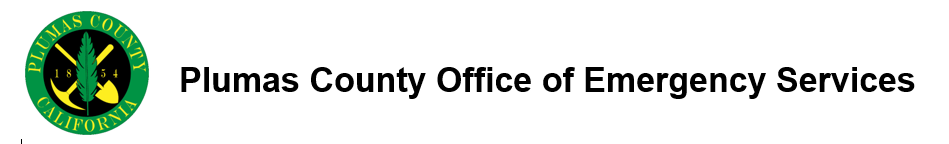 The image features the logo and text for the Plumas County Office of Emergency Services in California.