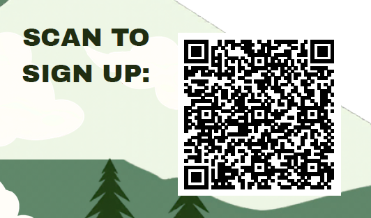 The image features a QR code with the text "SCAN TO SIGN UP:" likely for a registration or subscription service.