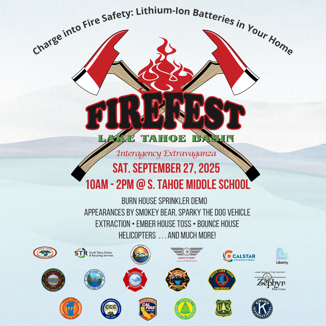 Firefest event on Sept 27, 2025, at S. Tahoe Middle School. Features demos, appearances, and activities.