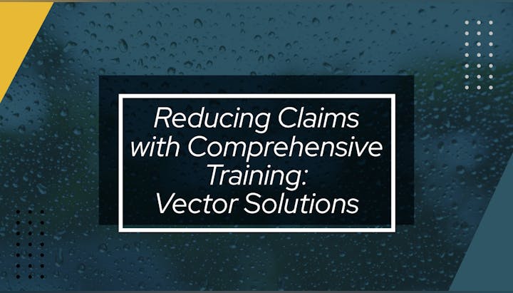 The image features a title about reducing claims through comprehensive training, attributed to Vector Solutions.