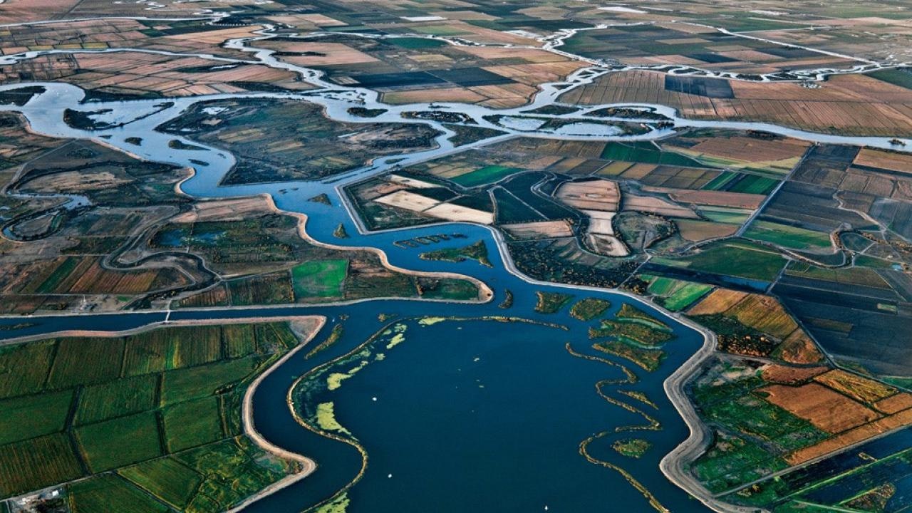 Aerial view of Delta - credit: https://regionalchange.ucdavis.edu/news/economic-indicators-sacramento-san-joaquin-river-delta