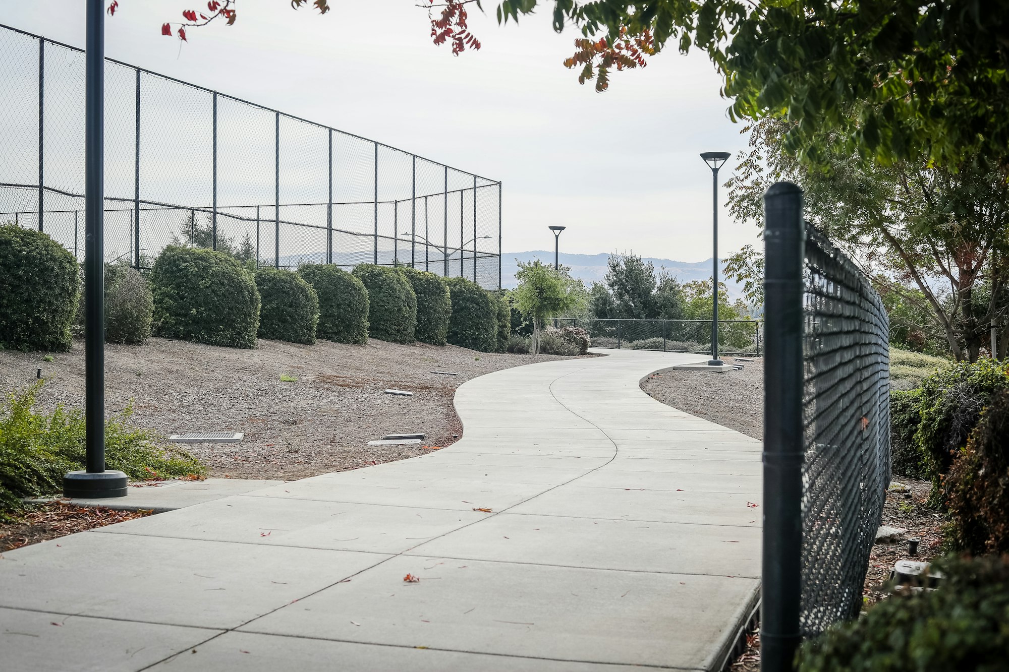 May contain: path, sidewalk, walkway, outdoors, and fence