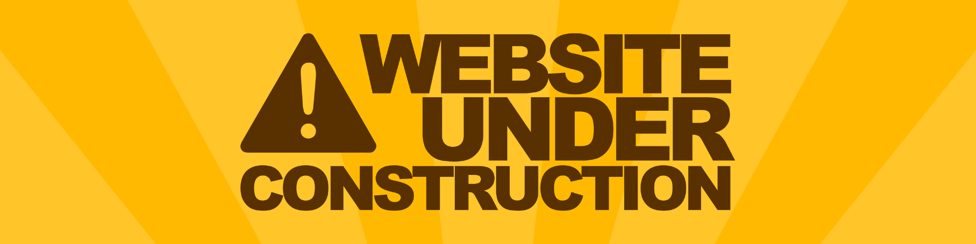 "Website Under Construction" with a caution triangle on a yellow background.