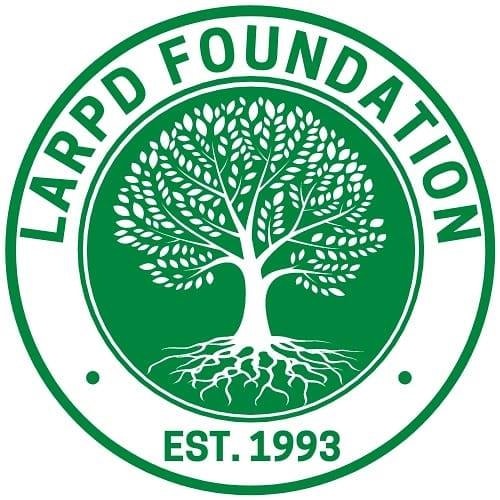 Logo of the LARPD Foundation featuring a tree with roots, encircled with "LARPD FOUNDATION" and "EST. 1993." in green.